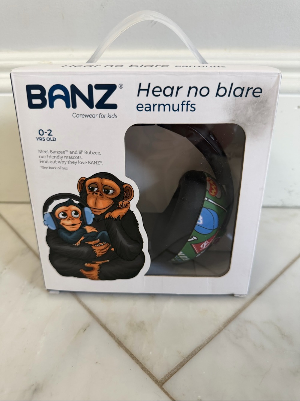 New in Box Banz Baseball theme ear muffs hearing protection 0-2 years old
